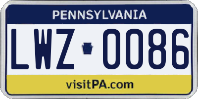 PA license plate LWZ0086