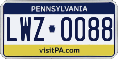 PA license plate LWZ0088