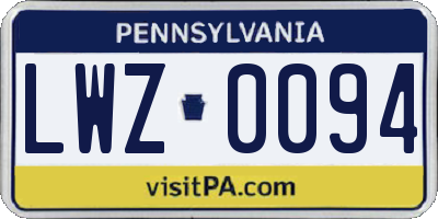 PA license plate LWZ0094