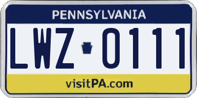 PA license plate LWZ0111