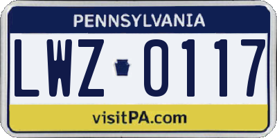 PA license plate LWZ0117