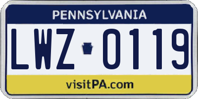 PA license plate LWZ0119