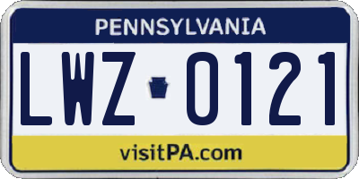 PA license plate LWZ0121