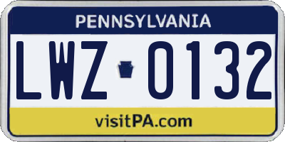 PA license plate LWZ0132