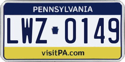 PA license plate LWZ0149