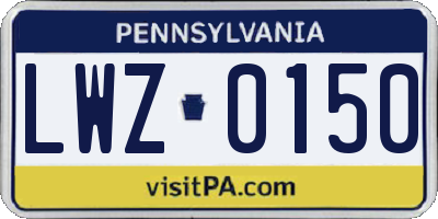 PA license plate LWZ0150