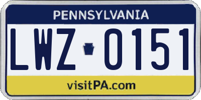 PA license plate LWZ0151