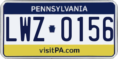 PA license plate LWZ0156