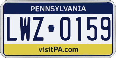 PA license plate LWZ0159