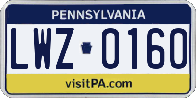 PA license plate LWZ0160