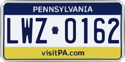 PA license plate LWZ0162