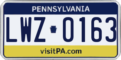 PA license plate LWZ0163