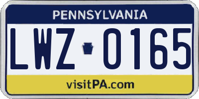 PA license plate LWZ0165