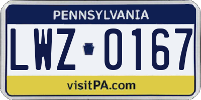 PA license plate LWZ0167