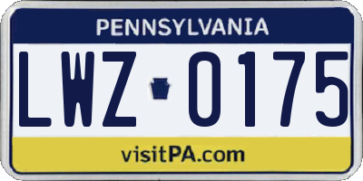 PA license plate LWZ0175