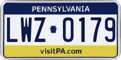 PA license plate LWZ0179