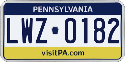 PA license plate LWZ0182