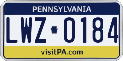 PA license plate LWZ0184