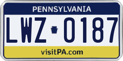 PA license plate LWZ0187
