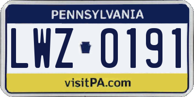 PA license plate LWZ0191