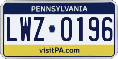 PA license plate LWZ0196