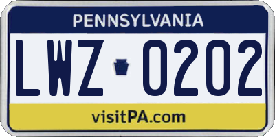 PA license plate LWZ0202