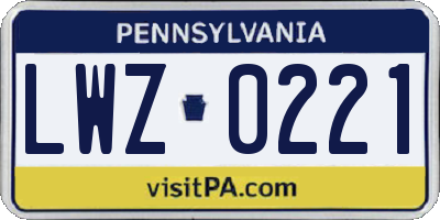 PA license plate LWZ0221