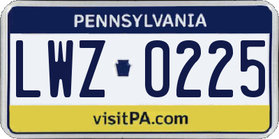 PA license plate LWZ0225