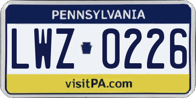 PA license plate LWZ0226