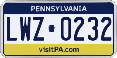 PA license plate LWZ0232