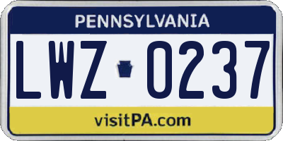 PA license plate LWZ0237