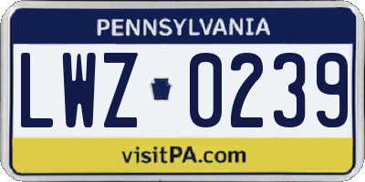 PA license plate LWZ0239