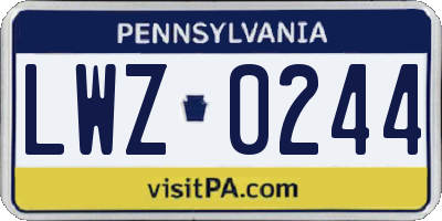 PA license plate LWZ0244