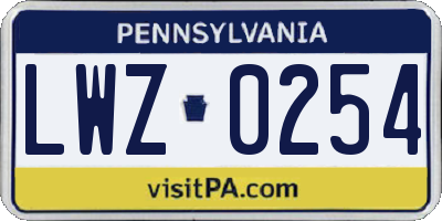 PA license plate LWZ0254