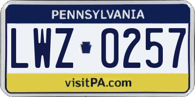 PA license plate LWZ0257