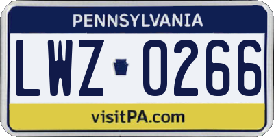 PA license plate LWZ0266