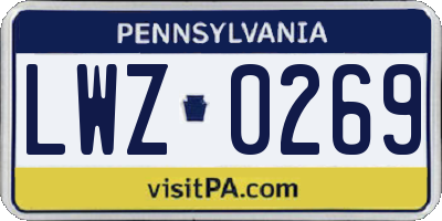 PA license plate LWZ0269