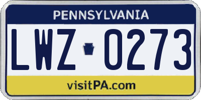 PA license plate LWZ0273