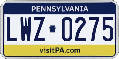 PA license plate LWZ0275