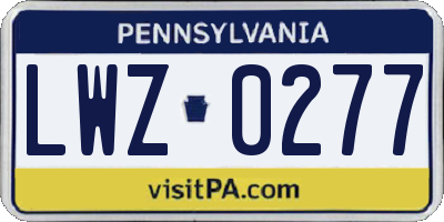 PA license plate LWZ0277