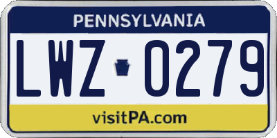 PA license plate LWZ0279