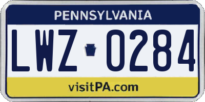 PA license plate LWZ0284
