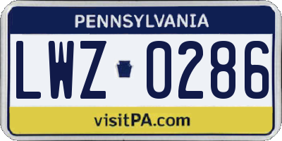 PA license plate LWZ0286