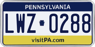 PA license plate LWZ0288