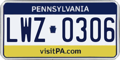 PA license plate LWZ0306