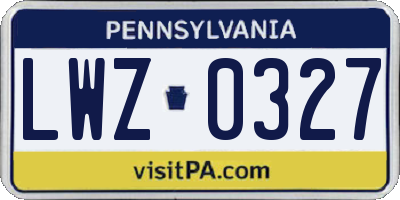 PA license plate LWZ0327