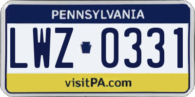 PA license plate LWZ0331