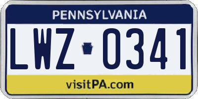 PA license plate LWZ0341