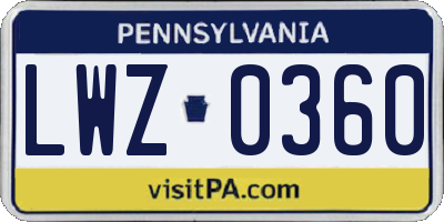 PA license plate LWZ0360