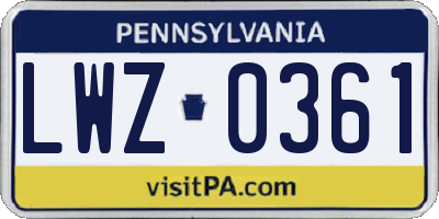 PA license plate LWZ0361